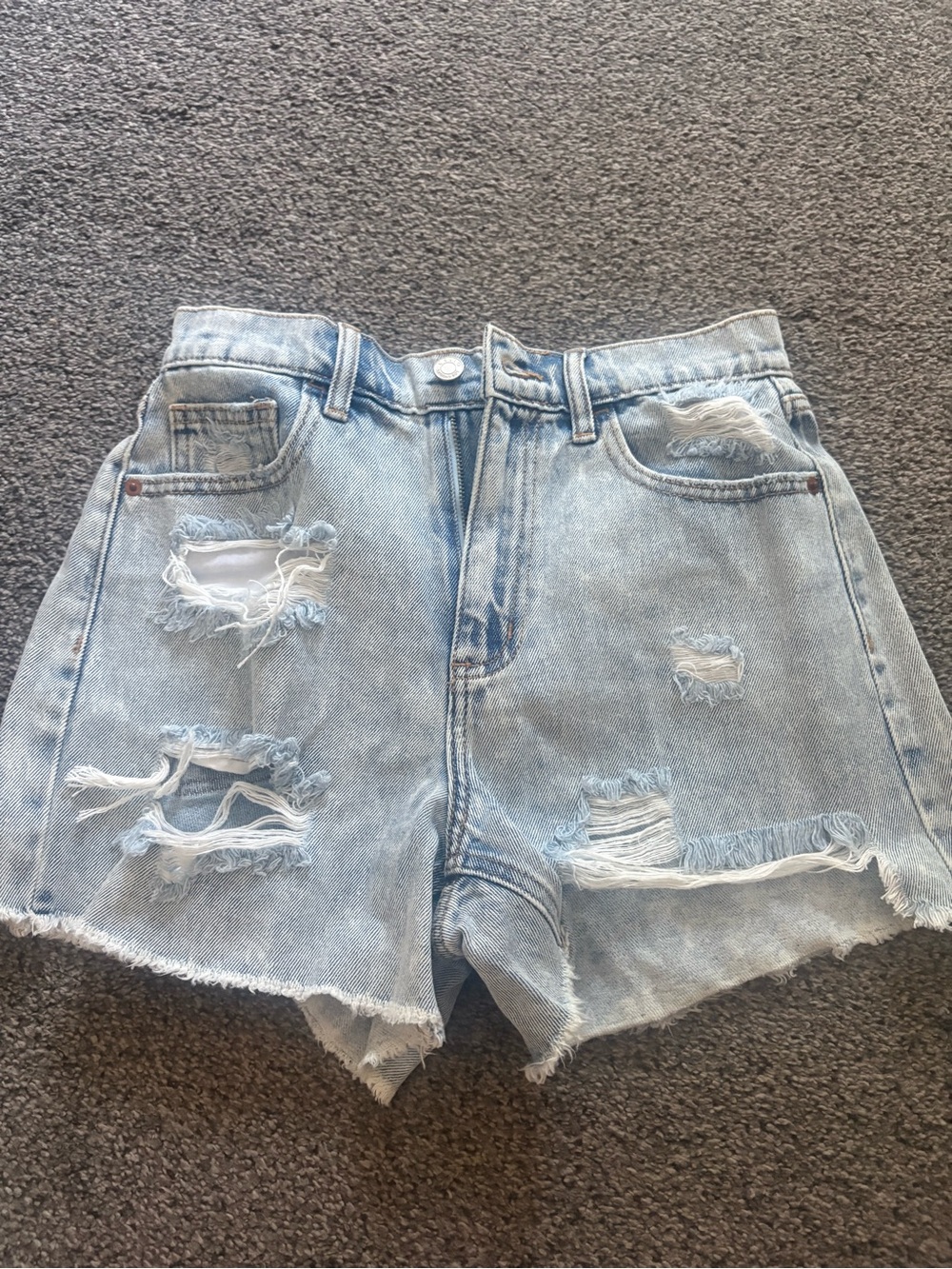 Cello Light Blue Distressed Denim Shorts